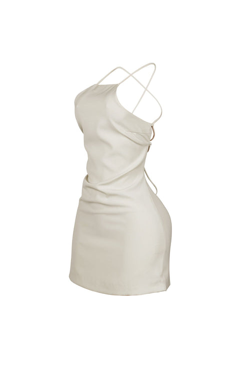 Backstory Lace Up Halter Mini Dress